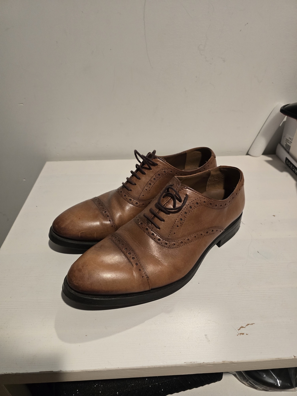 Classic Men's Tan Leather Oxford Dress Shoes